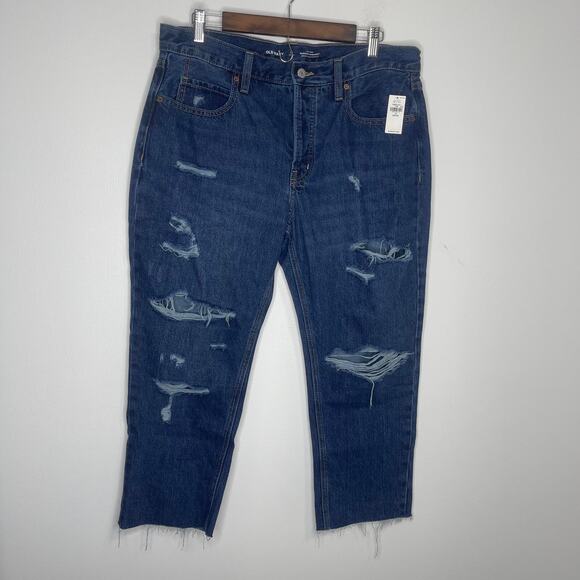 Old Navy women's blue jeans size 12p 12 petite Slouchy Straight High Rise new - Picture 14 of 16